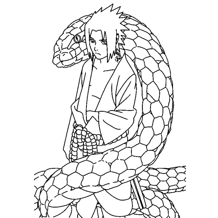 coloriage naturo sasuke et son serpent